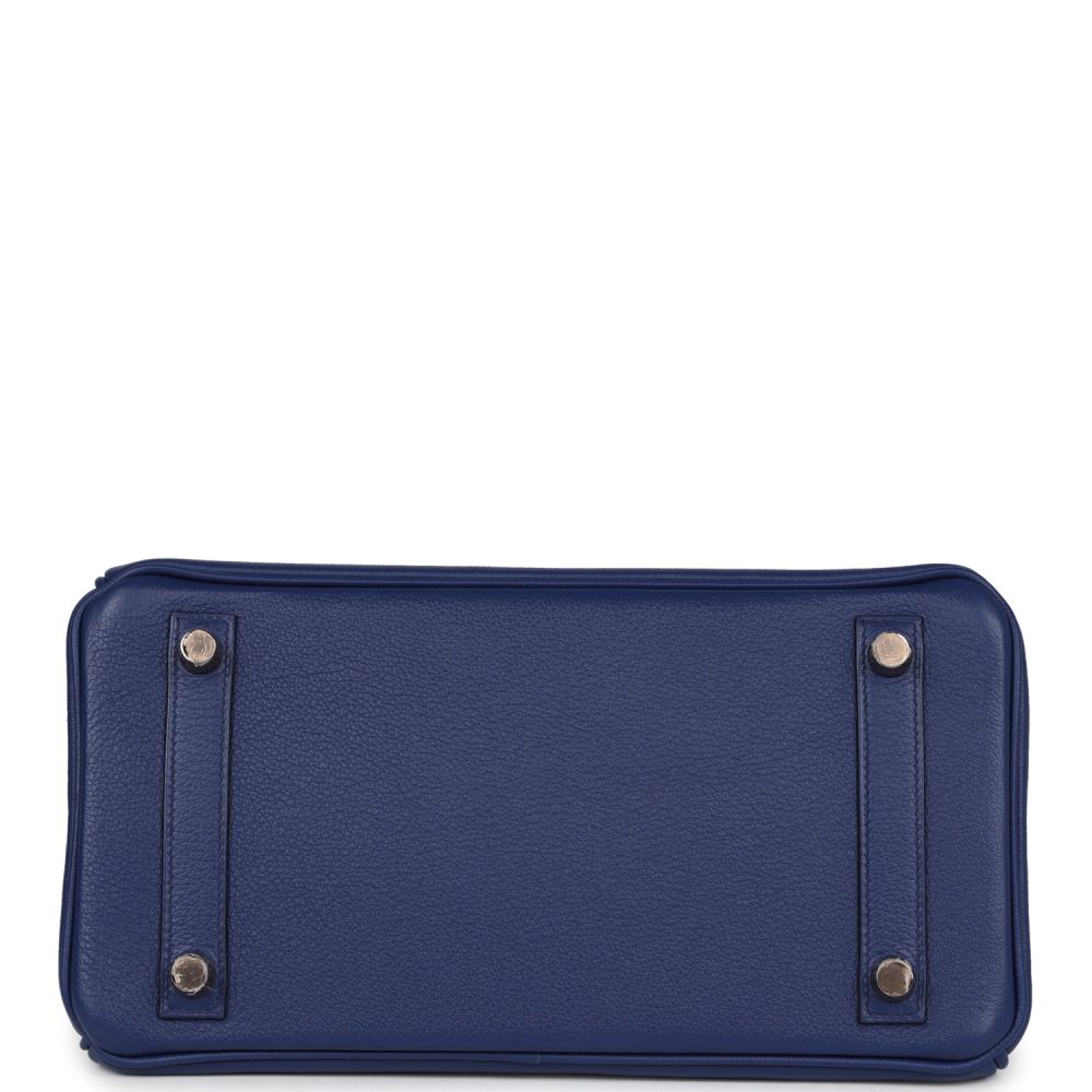 Hermes Birkin 25 Bleu Saphir Taurillion Novillo and Bleu Marine Matte Alligator Touch Rose Gold Hardware - Image 6