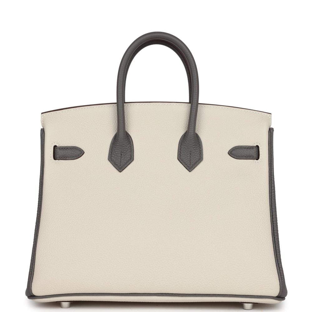 Hermes Special Order (HSS) Birkin 25 Beton and Etain Togo Brushed Palladium Hardware - Image 4