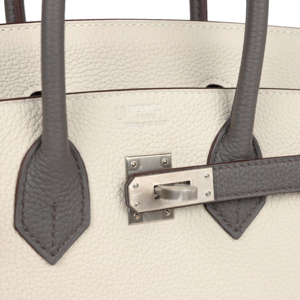 Hermes Special Order (HSS) Birkin 25 Beton and Etain Togo Brushed Palladium Hardware - Image 7