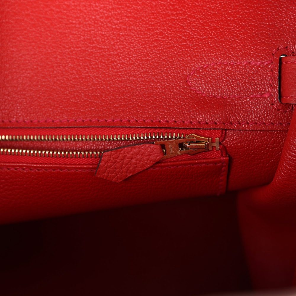 Pre-owned Hermes Birkin 30 Geranium Togo Gold Hardware - Image 9