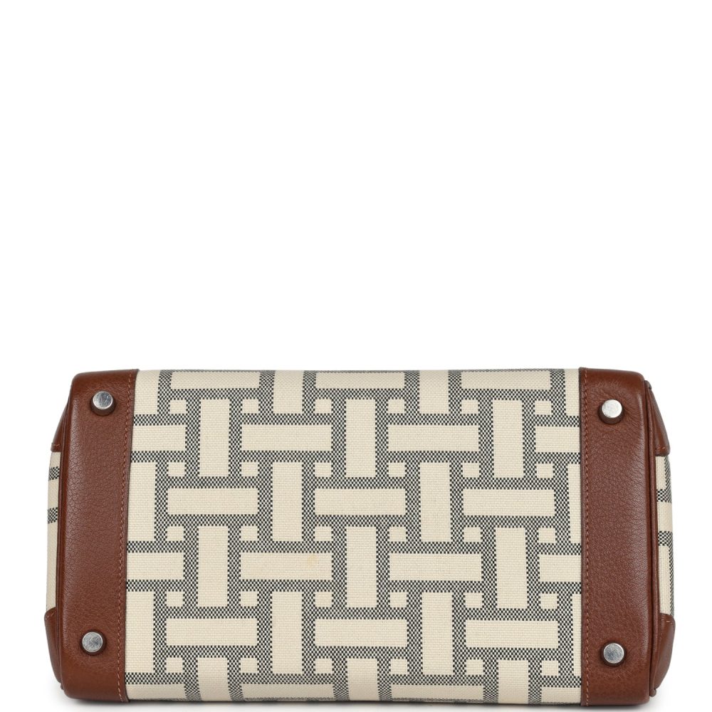 Pre-owned Hermes Birkin 30 Marron D'Inde Buffalo and Mosaique Canvas Palladium Hardware - Image 6