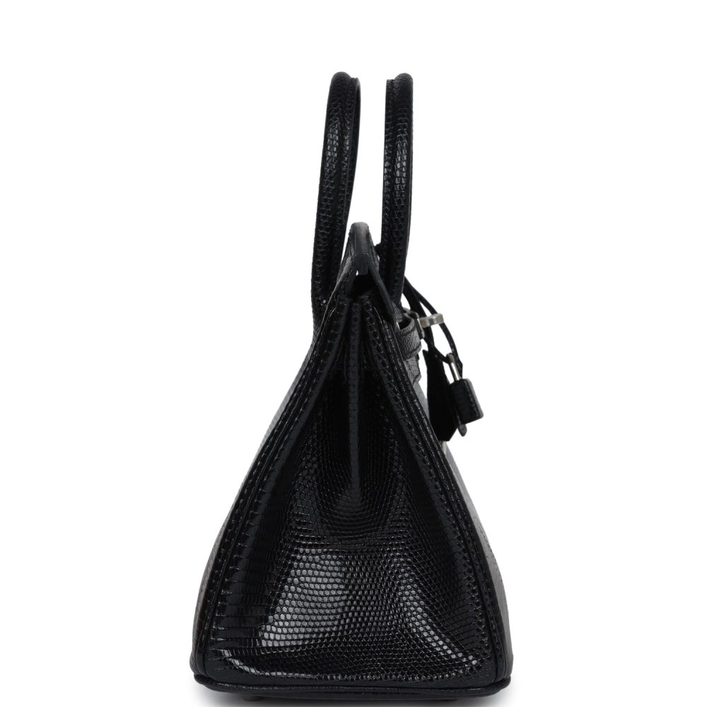 Hermes Birkin 25 Black Shiny Varanus Niloticus Lizard Palladium Hardware - Image 3