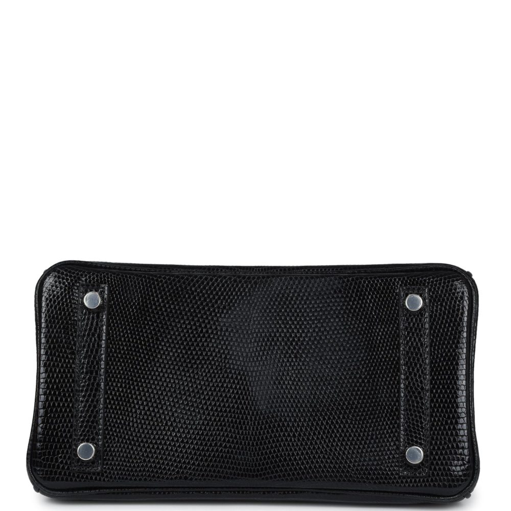 Hermes Birkin 25 Black Shiny Varanus Niloticus Lizard Palladium Hardware - Image 6