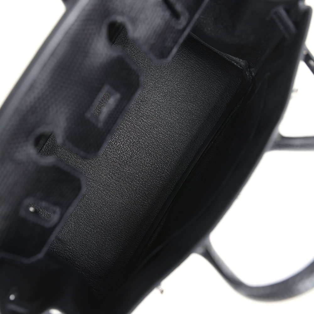 Hermes Birkin 25 Black Shiny Varanus Niloticus Lizard Palladium Hardware - Image 8