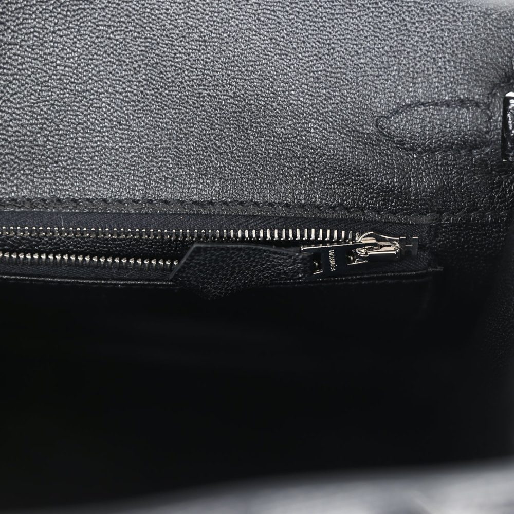 Hermes Birkin 25 Black Shiny Varanus Niloticus Lizard Palladium Hardware - Image 9