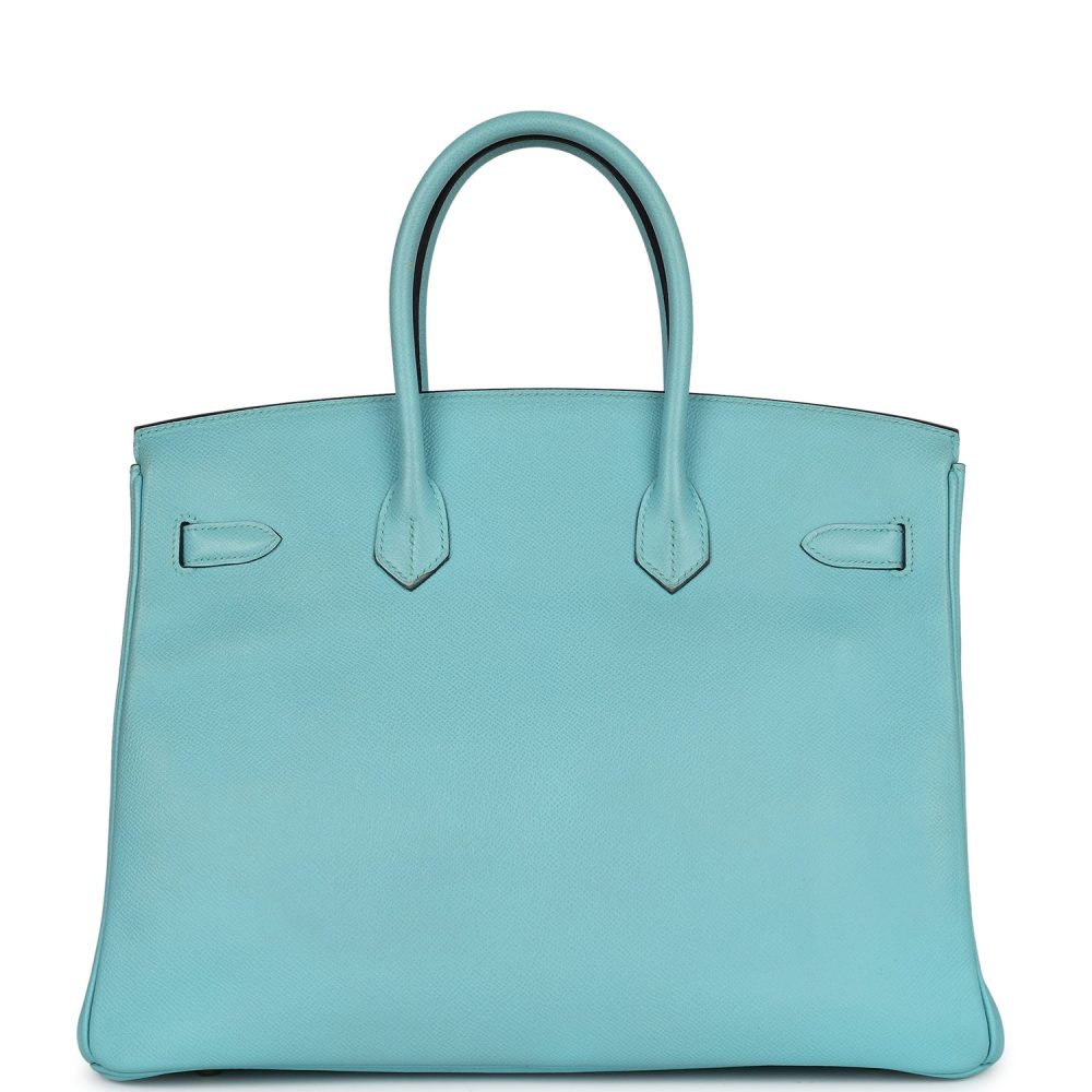 Pre-owned Hermes Birkin 35 Bleu Atoll Epsom Gold Hardware - Image 4