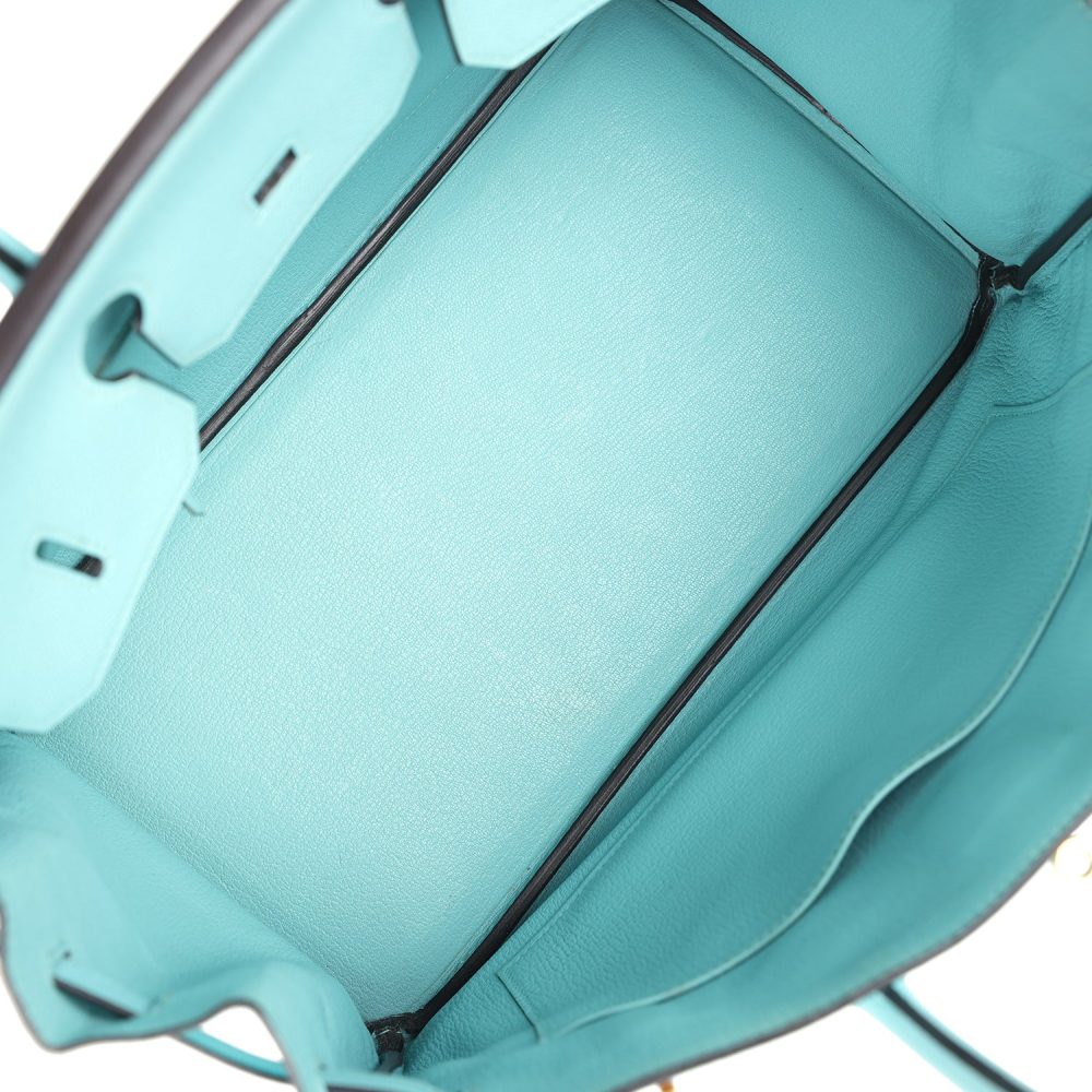 Pre-owned Hermes Birkin 35 Bleu Atoll Epsom Gold Hardware - Image 8