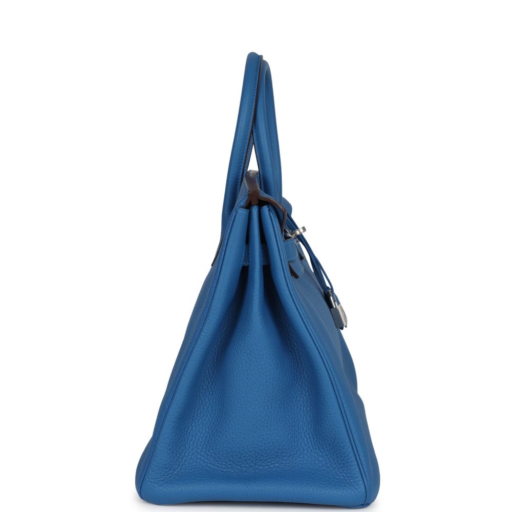 Pre-owned Hermes Birkin 35 Mykonos Clemence Palladium Hardware - Image 3