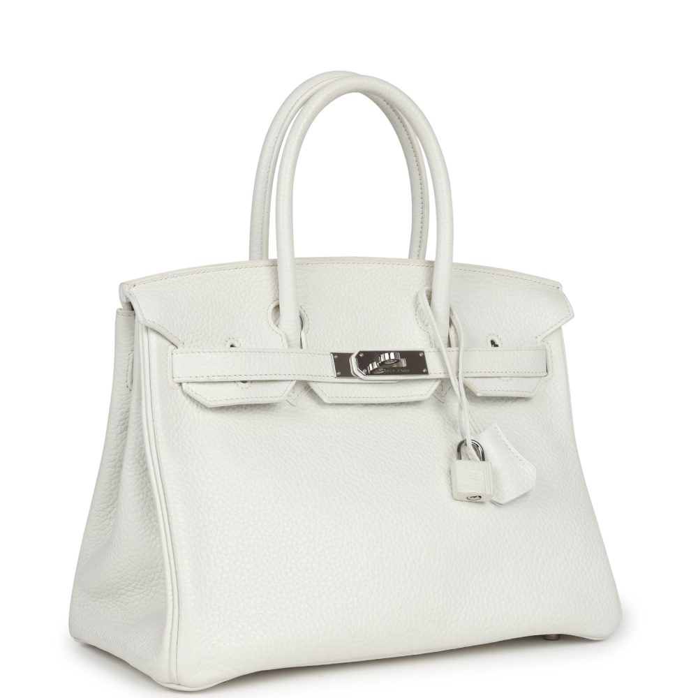Pre-owned Hermes Birkin 30 White Clemence Palladium Hardware - Image 2
