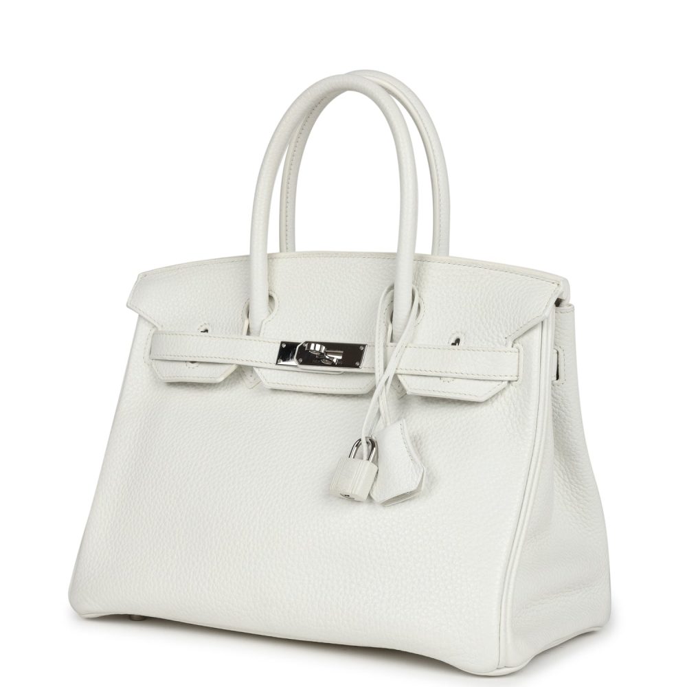 Pre-owned Hermes Birkin 30 White Clemence Palladium Hardware - Image 5