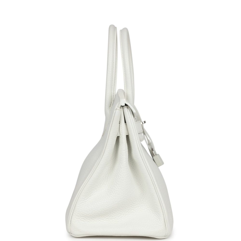 Pre-owned Hermes Birkin 30 White Clemence Palladium Hardware - Image 3
