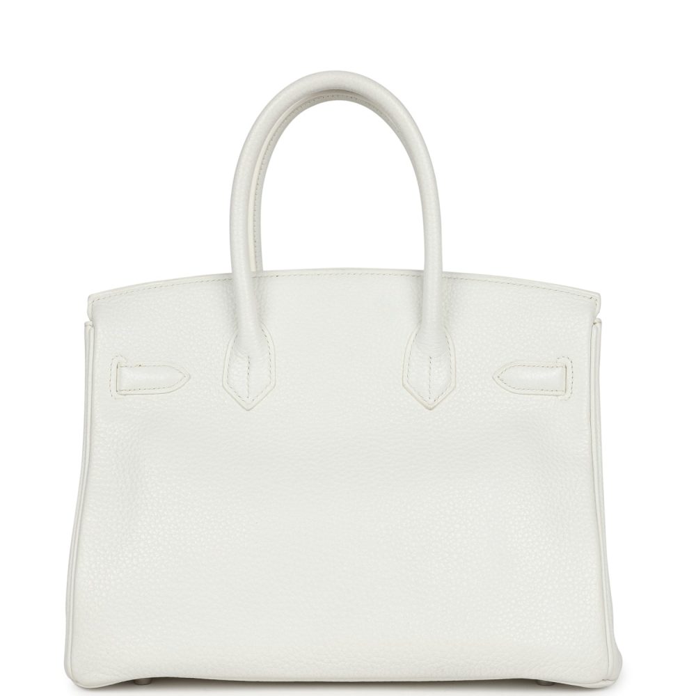Pre-owned Hermes Birkin 30 White Clemence Palladium Hardware - Image 4