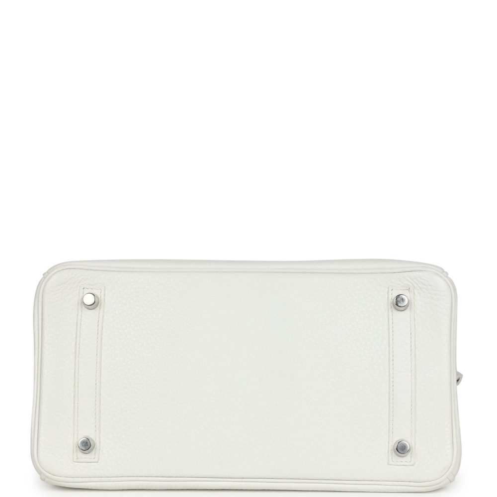 Pre-owned Hermes Birkin 30 White Clemence Palladium Hardware - Image 6