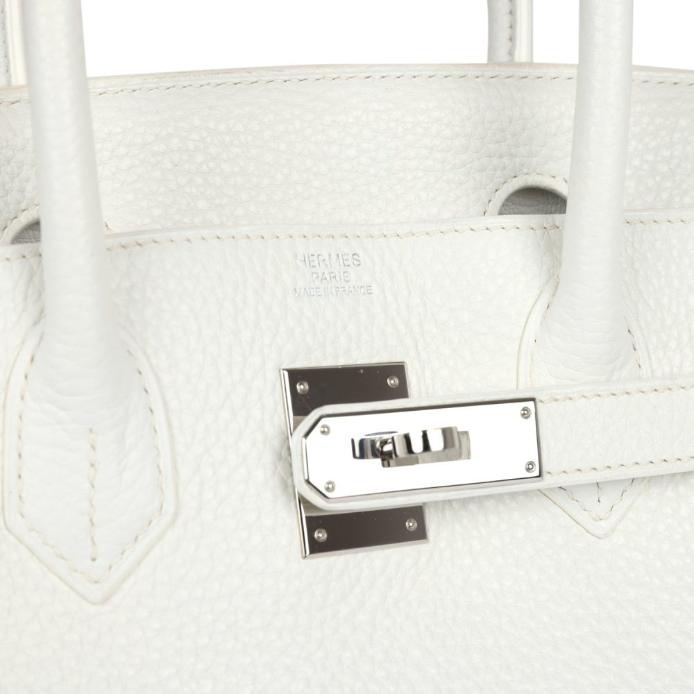 Pre-owned Hermes Birkin 30 White Clemence Palladium Hardware - Image 7