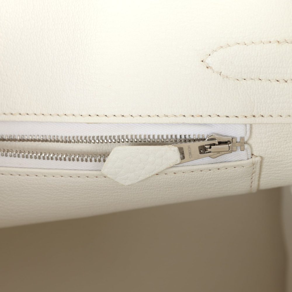 Pre-owned Hermes Birkin 30 White Clemence Palladium Hardware - Image 9