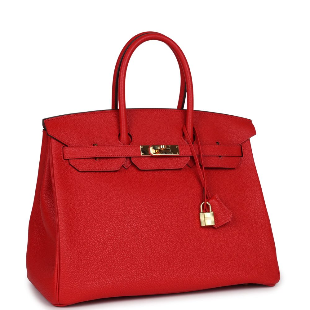 Pre-owned Hermes Birkin 35 Rouge Tomate Togo Gold Hardware - Image 2