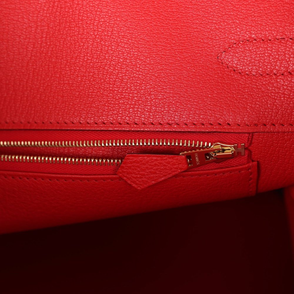 Pre-owned Hermes Birkin 35 Rouge Tomate Togo Gold Hardware - Image 9