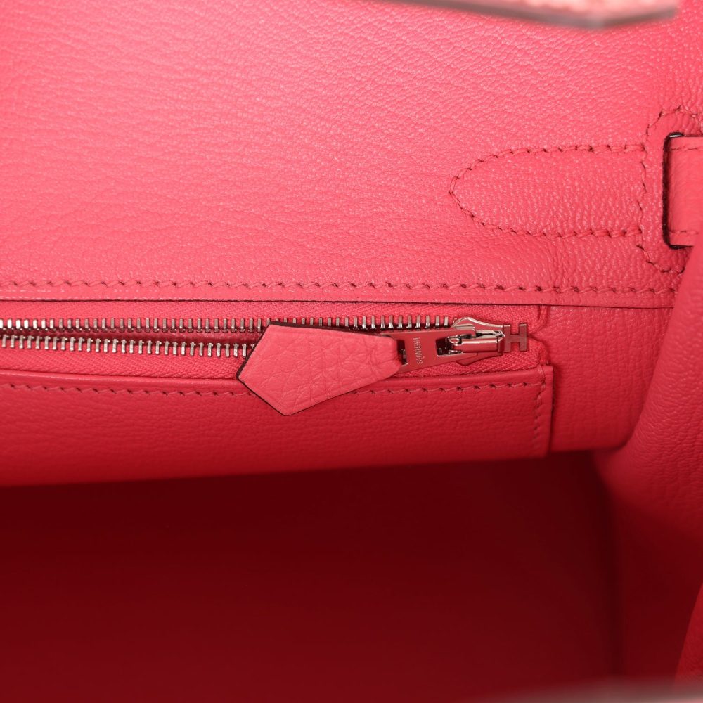 Custom Ombre Swarovski Crystal Hermes Birkin 30 Rose Azalee Clemence Palladium Hardware - Image 9