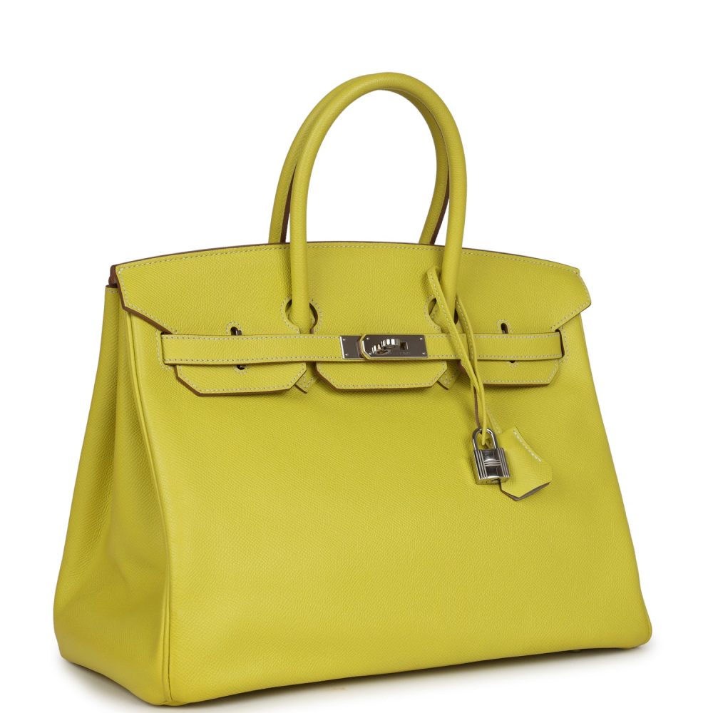 Pre-owned Hermes Birkin 35 Lime Candy Epsom Palladium Hardware - Image 2