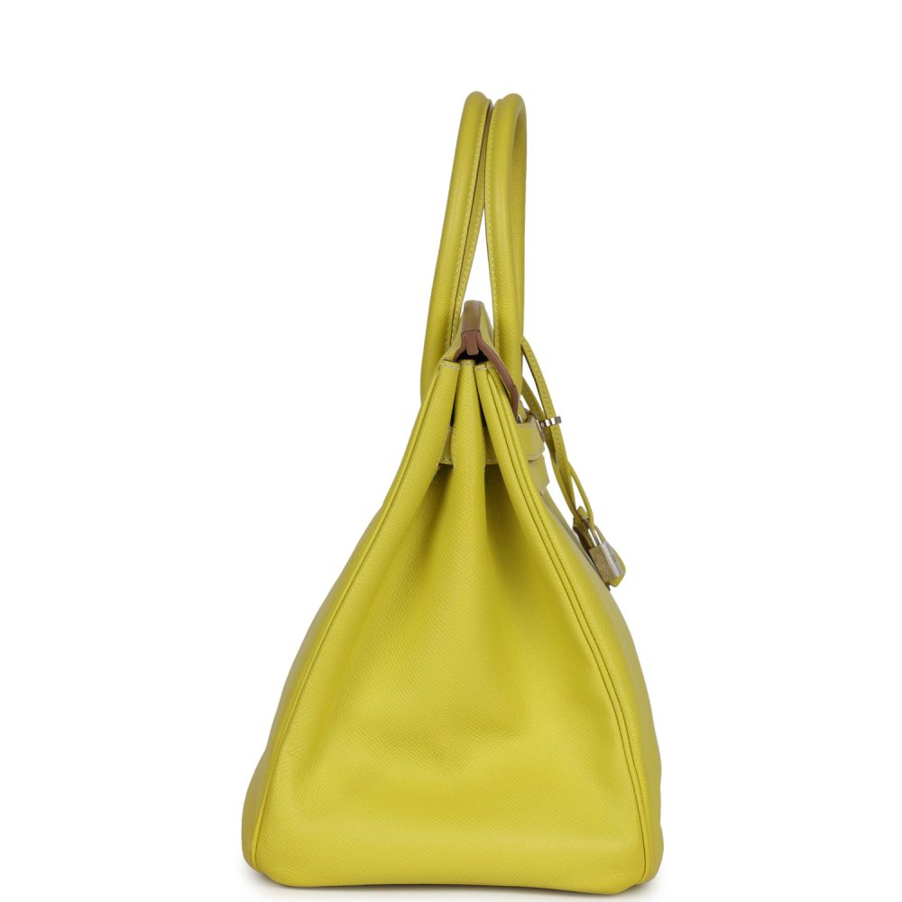 Pre-owned Hermes Birkin 35 Lime Candy Epsom Palladium Hardware - Image 3