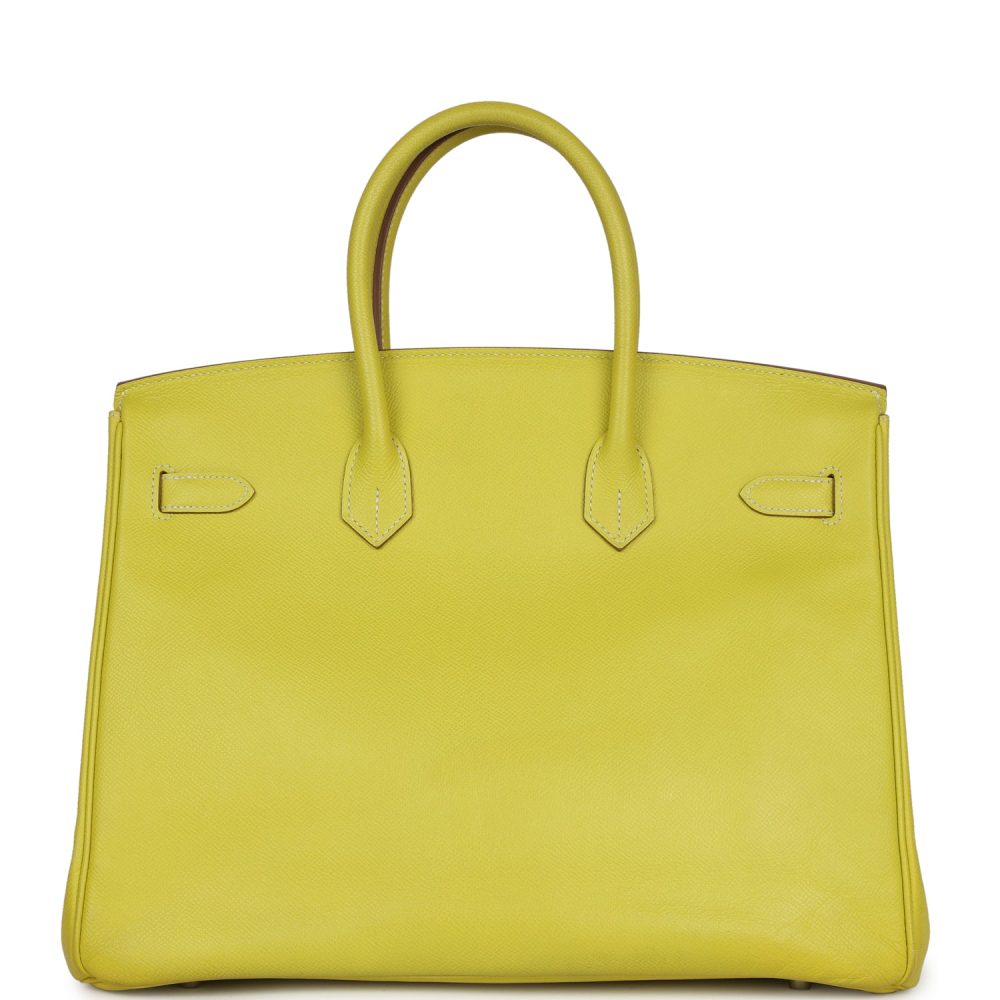 Pre-owned Hermes Birkin 35 Lime Candy Epsom Palladium Hardware - Image 4