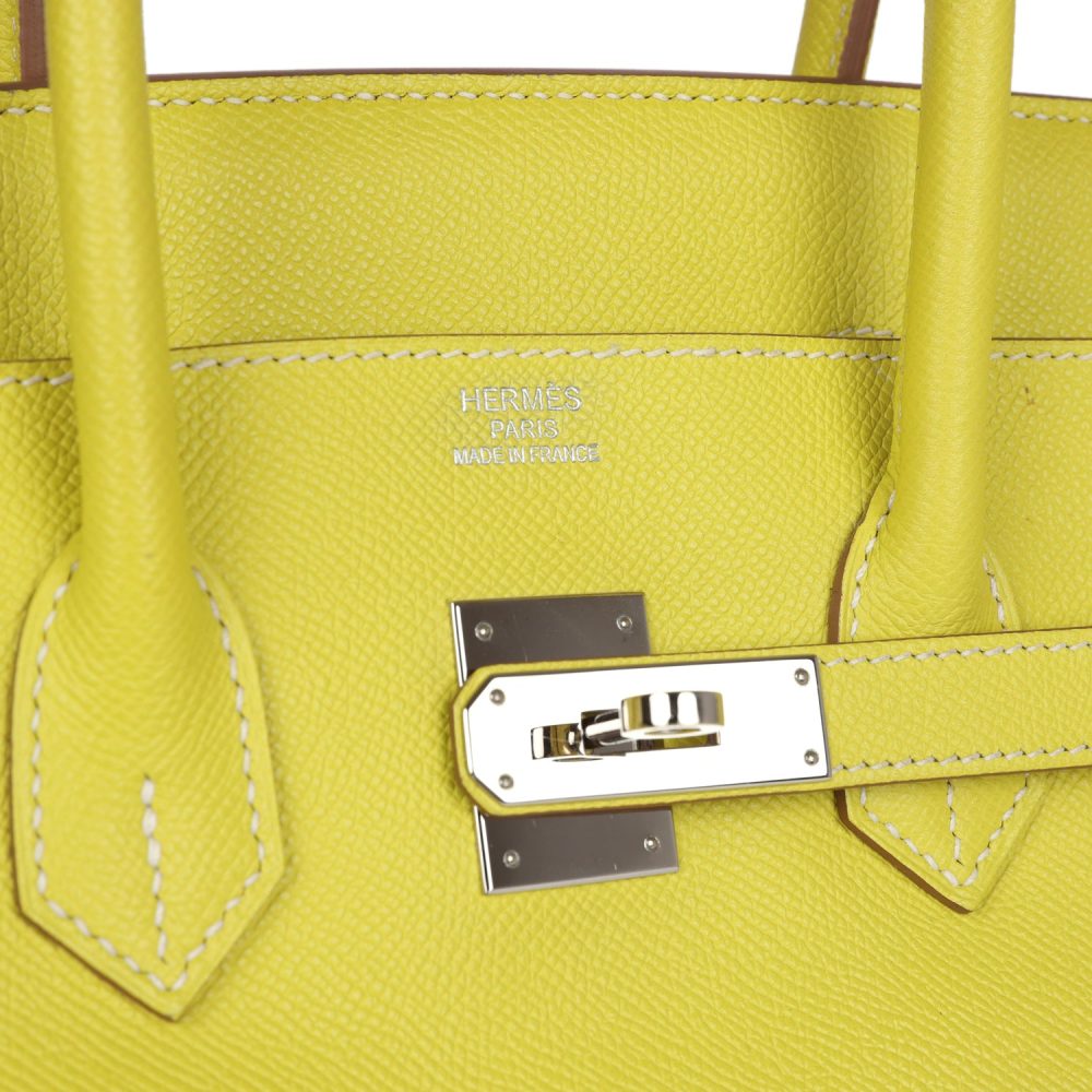 Pre-owned Hermes Birkin 35 Lime Candy Epsom Palladium Hardware - Image 7