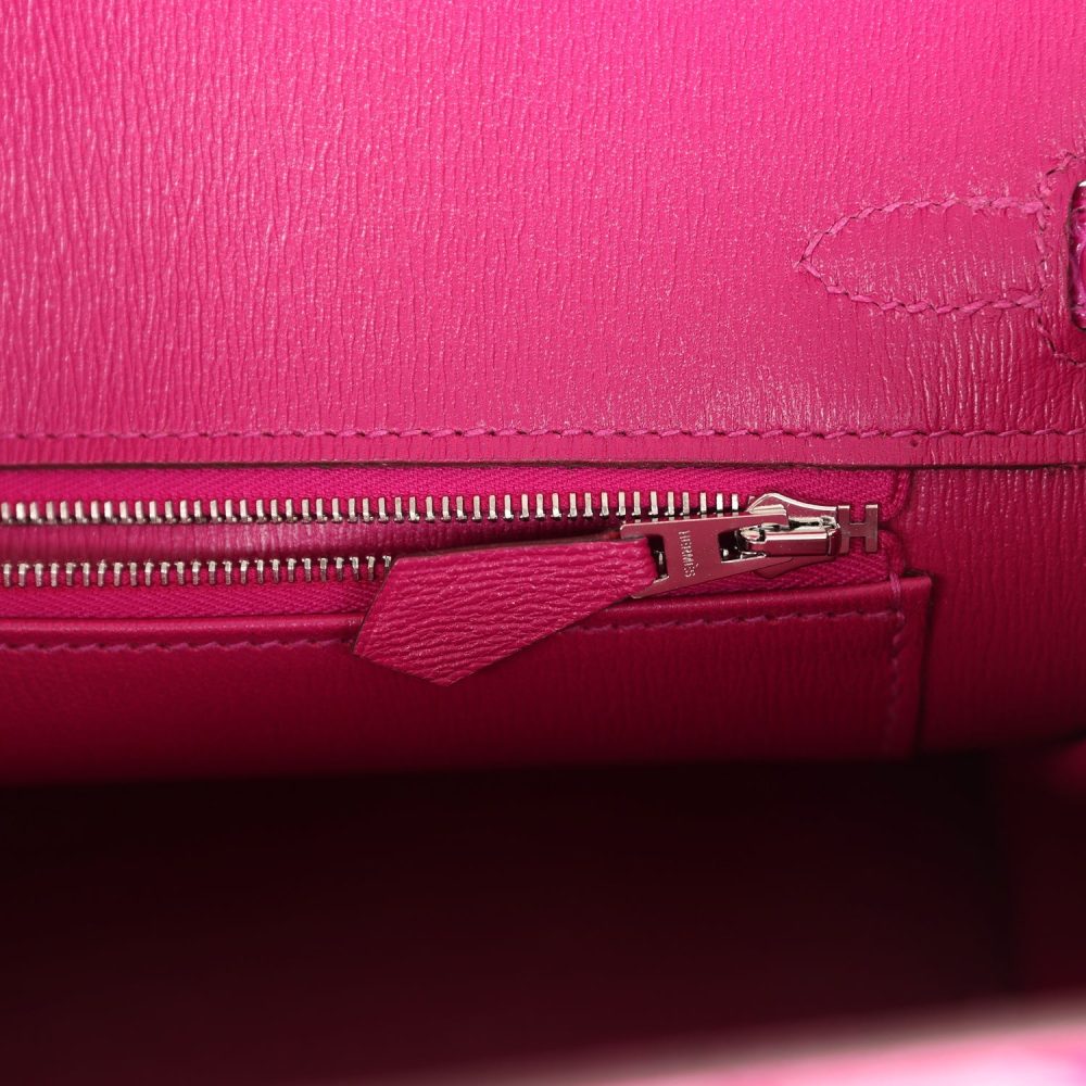 Hermes Birkin 25 Rose Sheherazade Shiny Porosus Crocodile Palladium Hardware - Image 9
