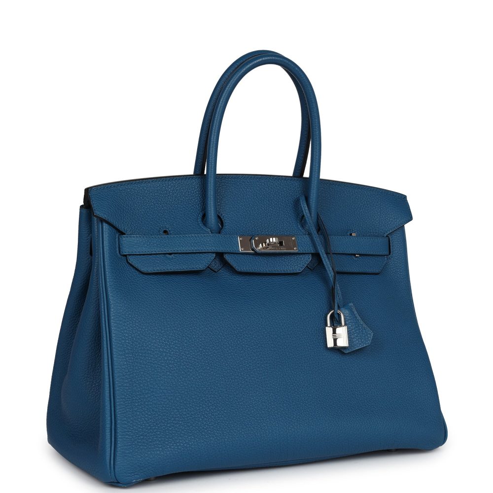 Pre-owned Hermes Birkin 35 Bleu de Galice Togo Palladium Hardware - Image 2