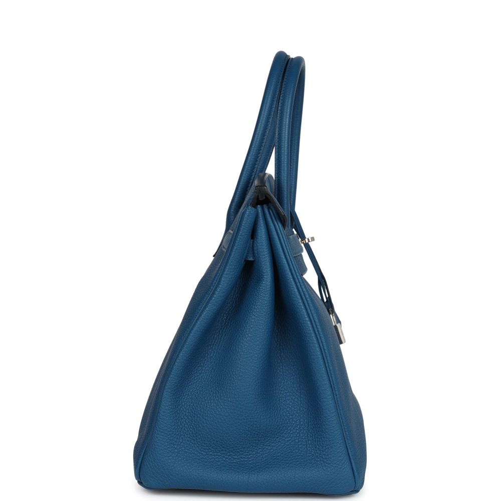 Pre-owned Hermes Birkin 35 Bleu de Galice Togo Palladium Hardware - Image 3