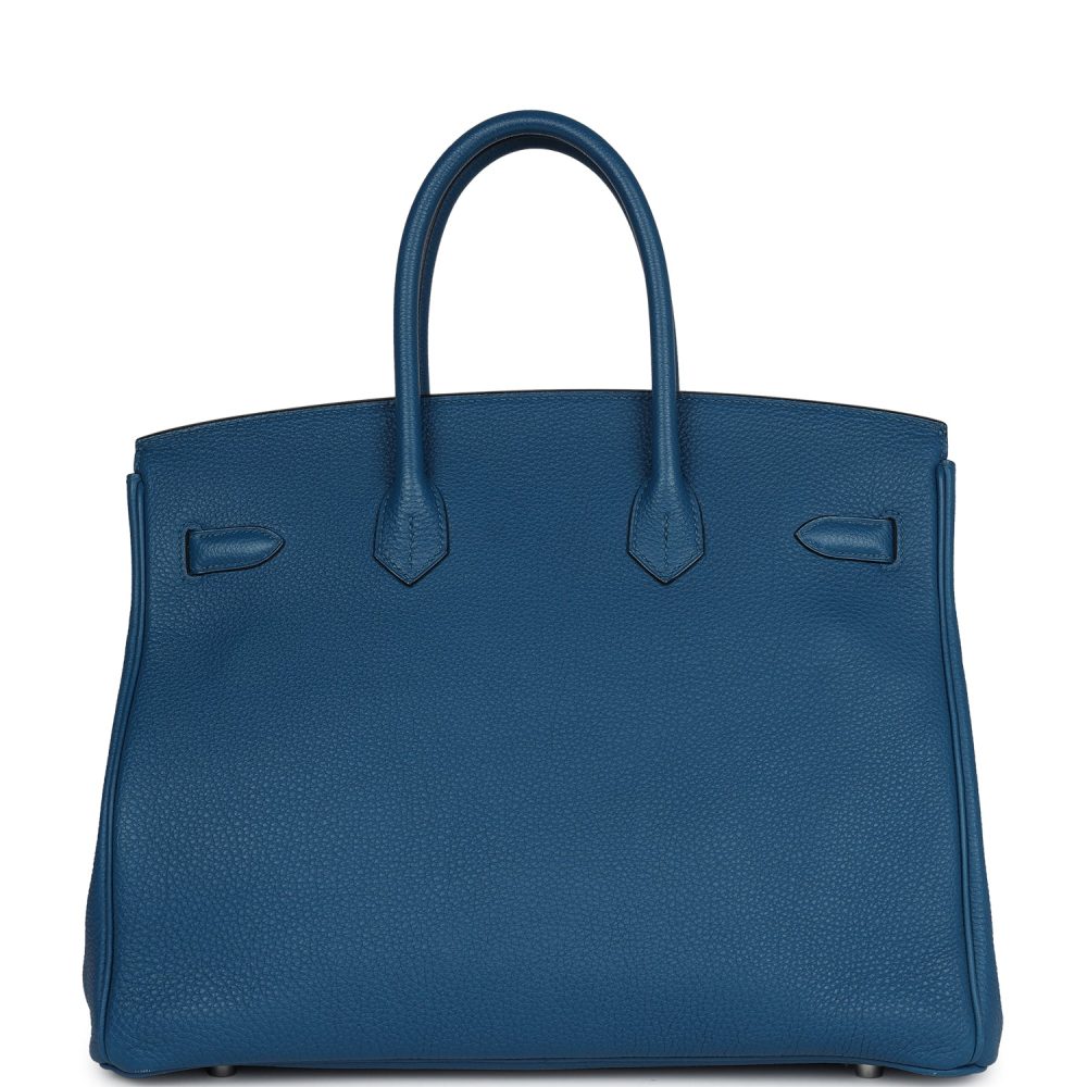 Pre-owned Hermes Birkin 35 Bleu de Galice Togo Palladium Hardware - Image 4