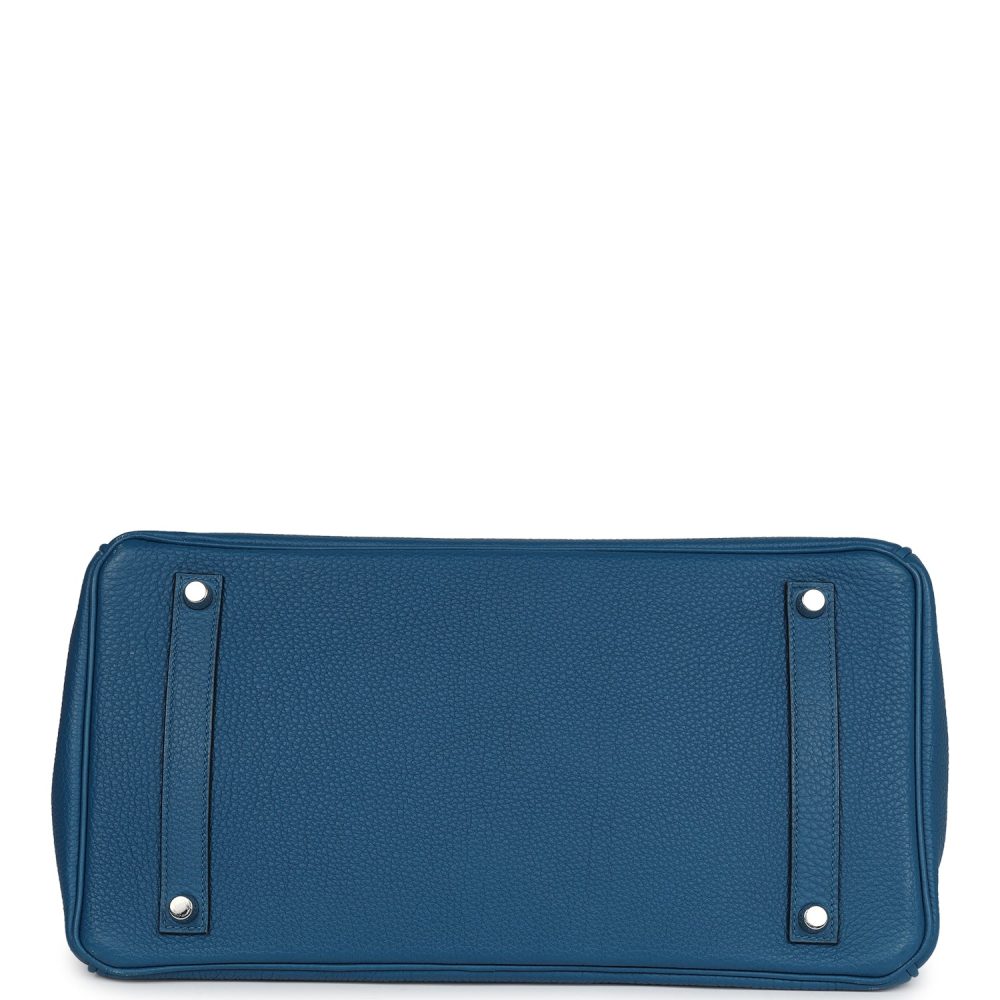 Pre-owned Hermes Birkin 35 Bleu de Galice Togo Palladium Hardware - Image 6