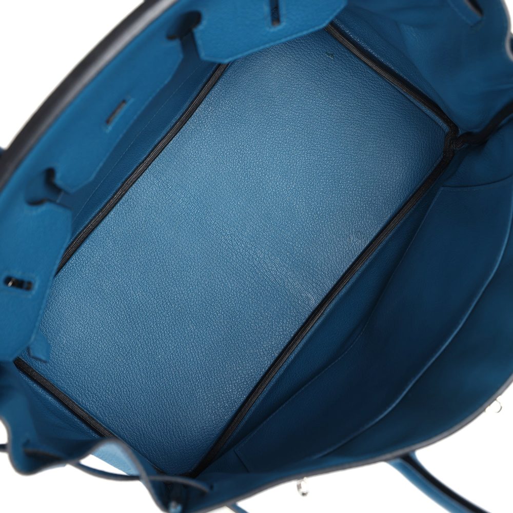Pre-owned Hermes Birkin 35 Bleu de Galice Togo Palladium Hardware - Image 8