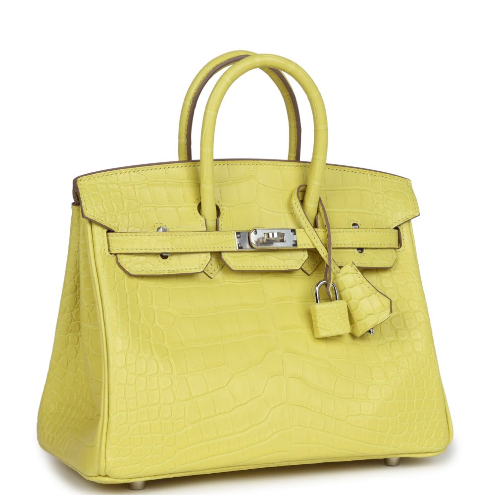Hermes Birkin 25 Lime Matte Alligator Palladium Hardware - Image 2