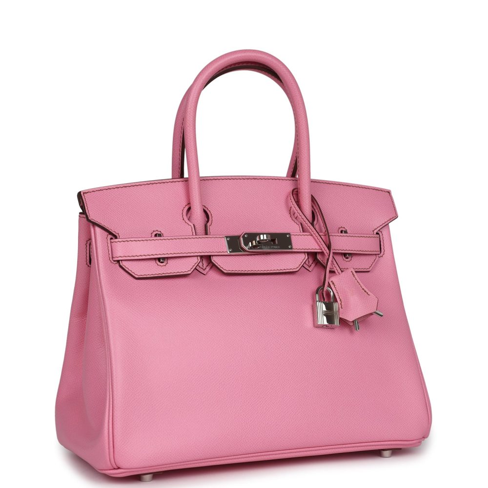 Pre-owned Hermes Birkin 30 Bubblegum Epsom Palladium Hardware - Image 2