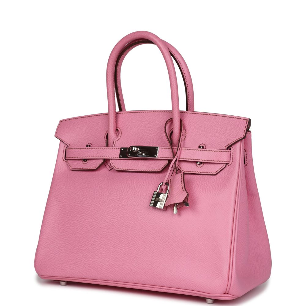 Pre-owned Hermes Birkin 30 Bubblegum Epsom Palladium Hardware - Image 5