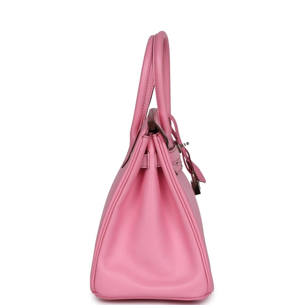 Pre-owned Hermes Birkin 30 Bubblegum Epsom Palladium Hardware - Image 3