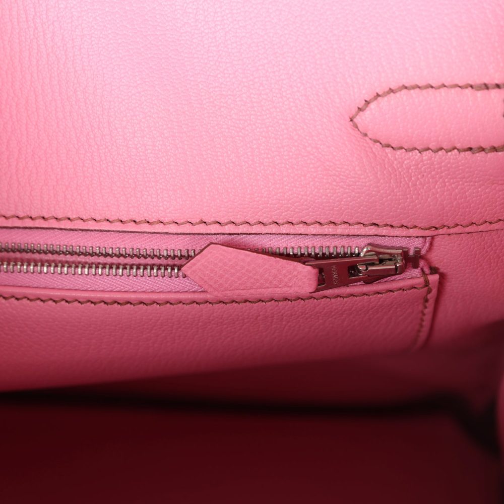 Pre-owned Hermes Birkin 30 Bubblegum Epsom Palladium Hardware - Image 9