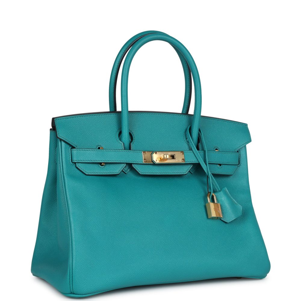 Pre-owned Hermes Special Order (HSS) Birkin 30 Bleu Paon Epsom Gold Hardware - Image 2