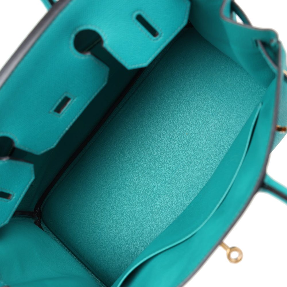 Pre-owned Hermes Special Order (HSS) Birkin 30 Bleu Paon Epsom Gold Hardware - Image 8