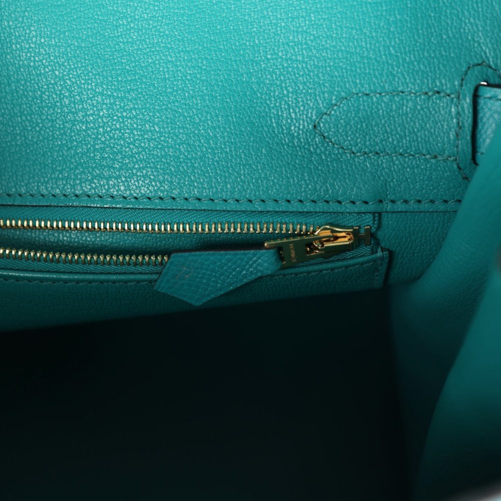 Pre-owned Hermes Special Order (HSS) Birkin 30 Bleu Paon Epsom Gold Hardware - Image 9