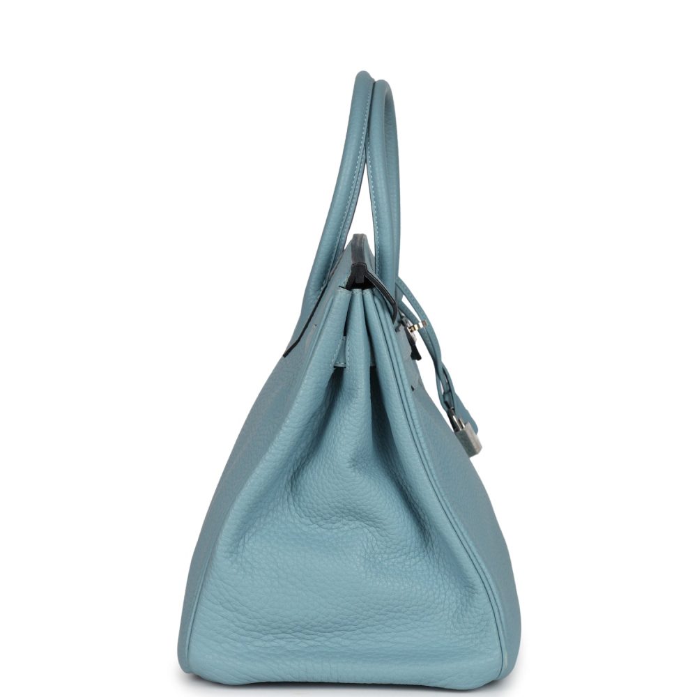 Pre-owned Hermes Birkin 35 Ciel Togo Palladium Hardware - Image 3
