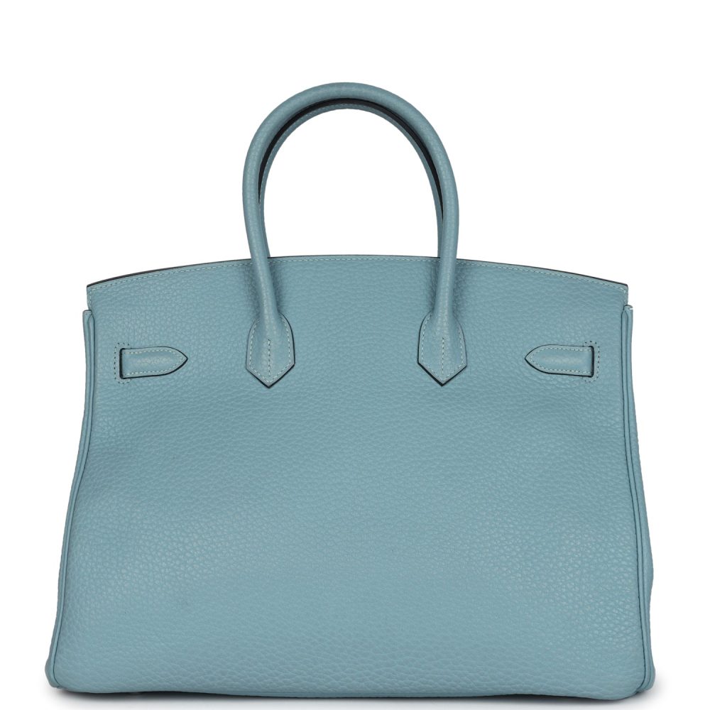 Pre-owned Hermes Birkin 35 Ciel Togo Palladium Hardware - Image 4