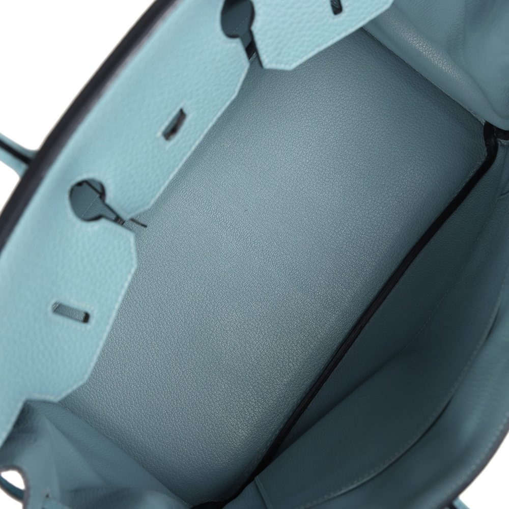 Pre-owned Hermes Birkin 35 Ciel Togo Palladium Hardware - Image 8