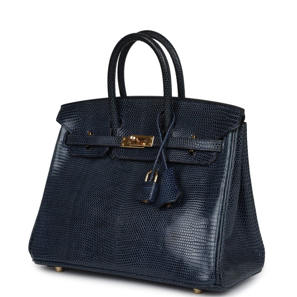Pre-owned Hermes Birkin 25 Bleu De Malte Varanus Niloticus Lizard Gold Hardware - Image 5