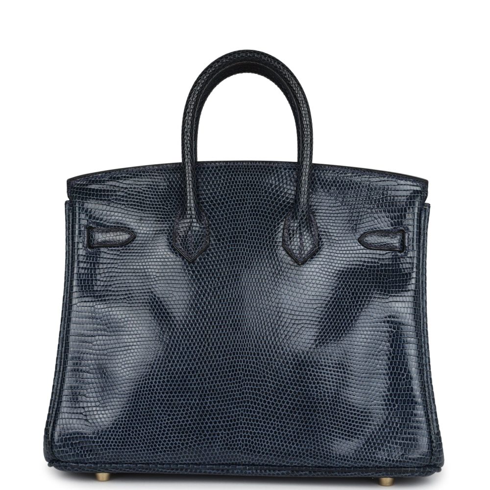 Pre-owned Hermes Birkin 25 Bleu De Malte Varanus Niloticus Lizard Gold Hardware - Image 4