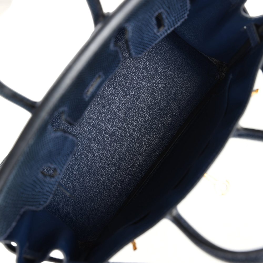 Pre-owned Hermes Birkin 25 Bleu De Malte Varanus Niloticus Lizard Gold Hardware - Image 8