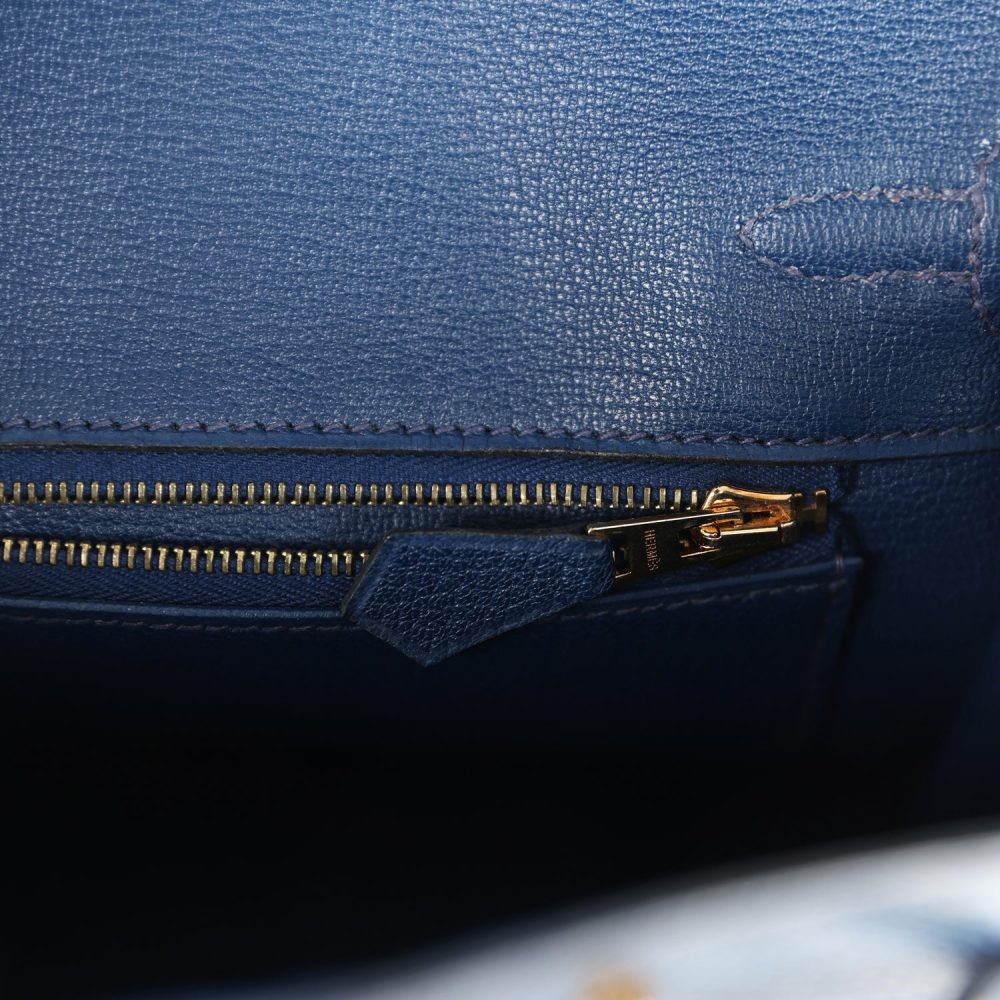 Pre-owned Hermes Birkin 25 Bleu De Malte Varanus Niloticus Lizard Gold Hardware - Image 9
