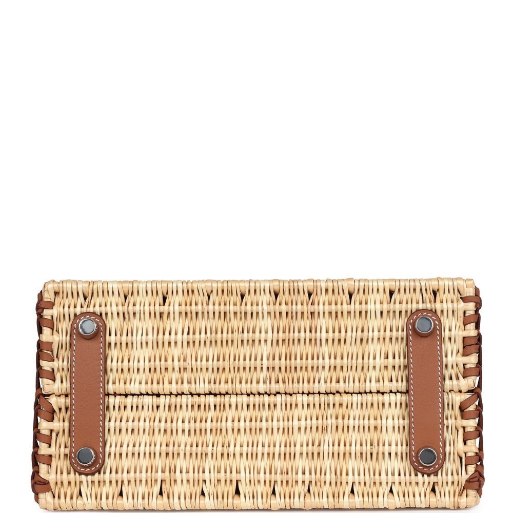 Hermes Picnic Birkin 25 Gold Swift and Stripe Wicker Palladium Hardware - Image 6
