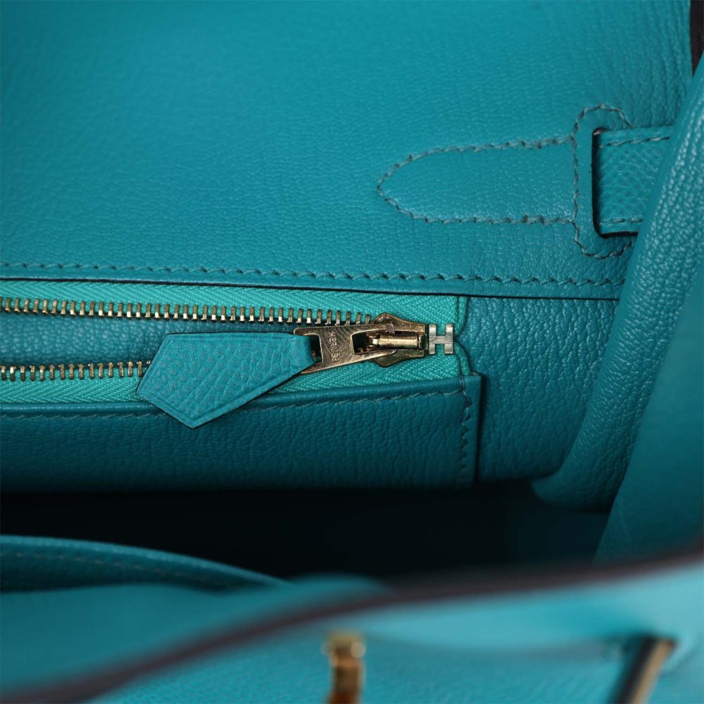 Hermes Birkin 30 Bleu Paon Epsom Gold Hardware - Image 9