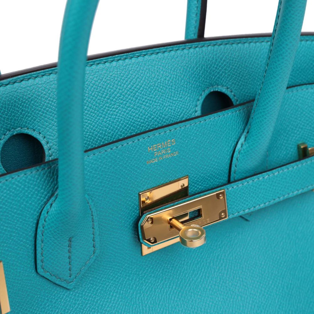 Hermes Birkin 30 Bleu Paon Epsom Gold Hardware - Image 7